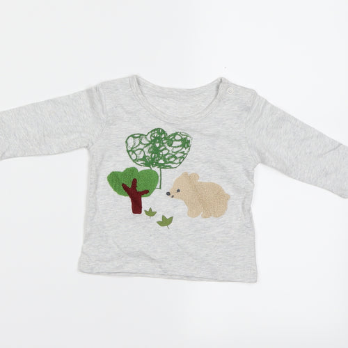 Marks and Spencer  Grey Animal Print  Pullover T-Shirt Size 0-3 Months