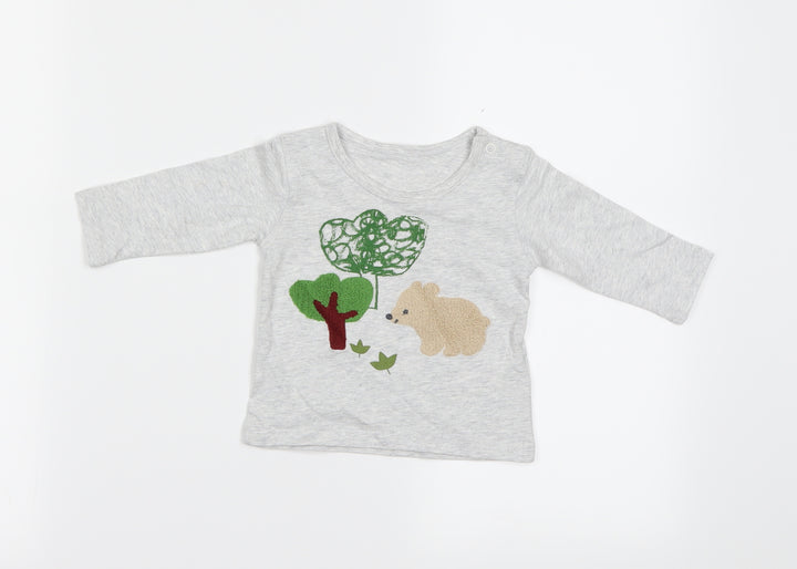 Marks and Spencer Grey Animal Print Pullover T-Shirt Size 0-3 Months
