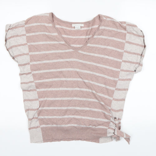 mamas & papas Womens Beige Striped  Basic T-Shirt Size 10