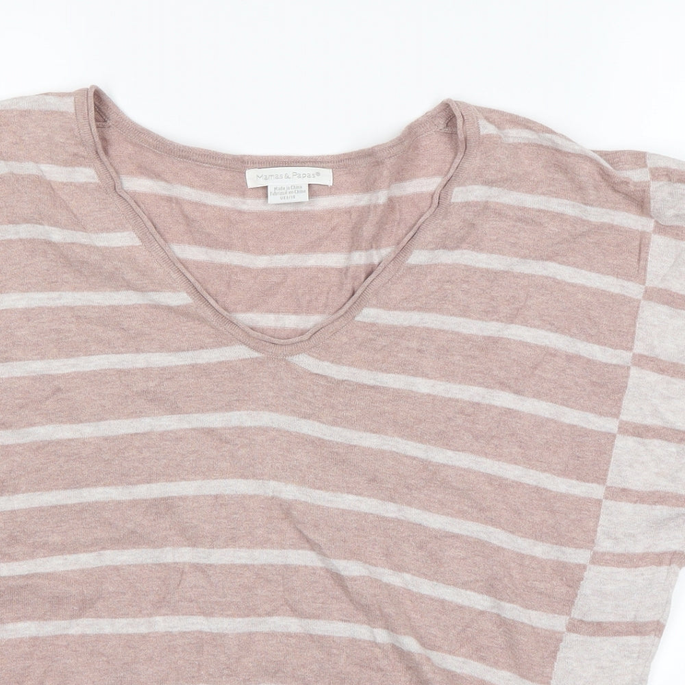 mamas & papas Womens Beige Striped  Basic T-Shirt Size 10