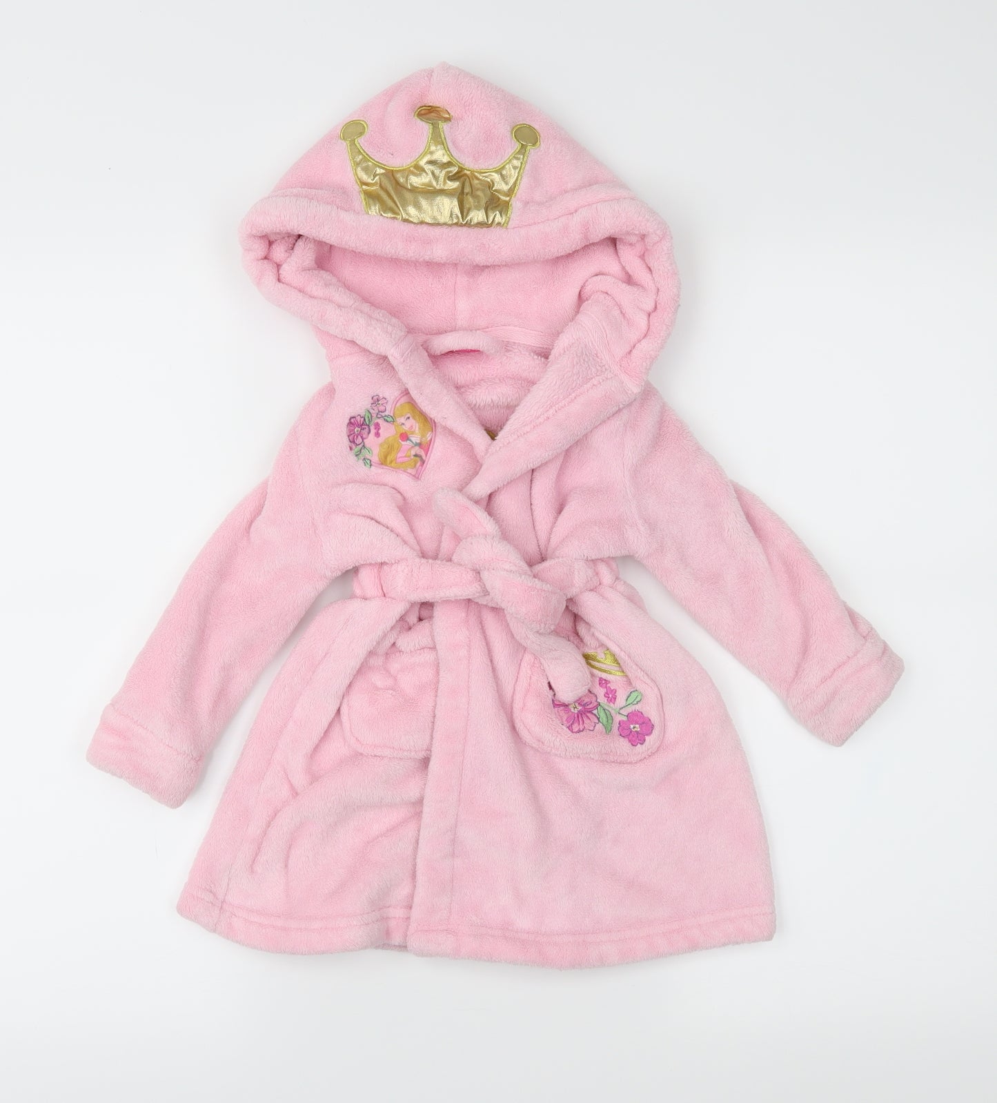 Disney Girls Pink Floral Fleece  Robe Size 12-18 Months  - Disney Princess