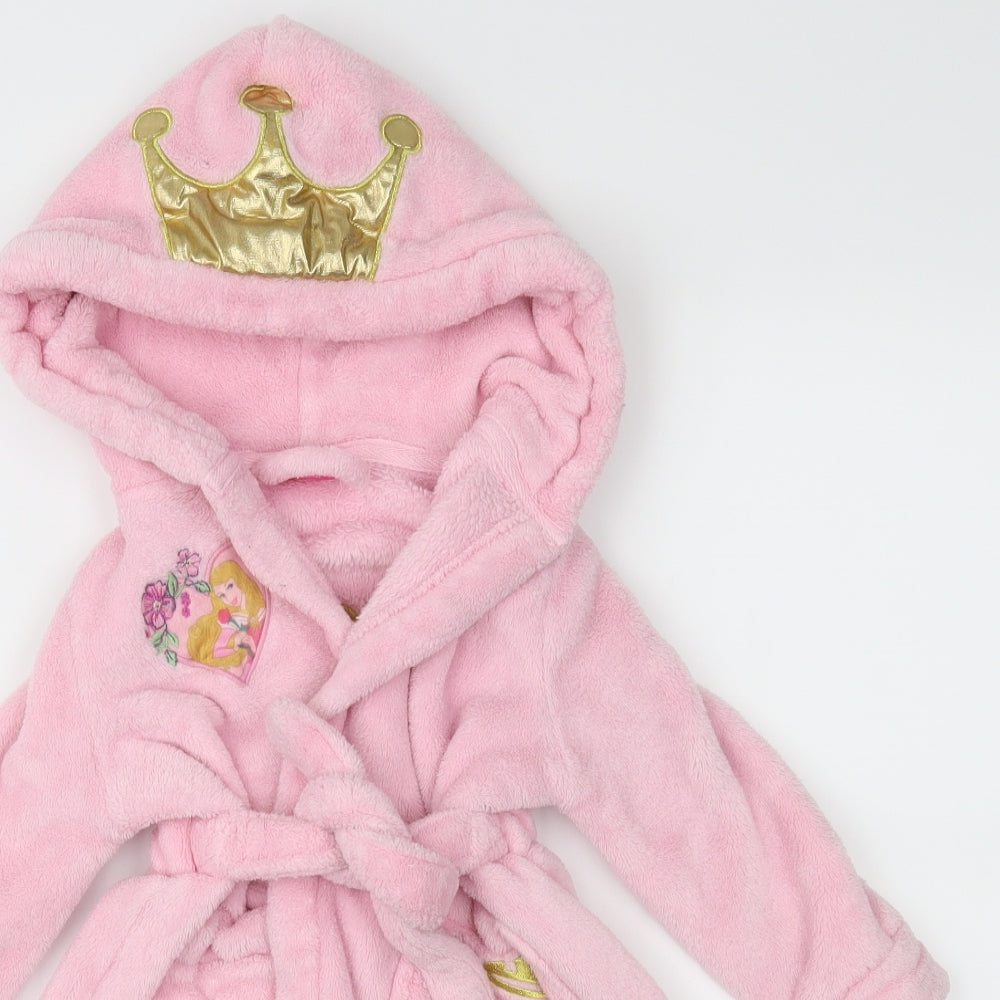 Disney Girls Pink Floral Fleece  Robe Size 12-18 Months  - Disney Princess