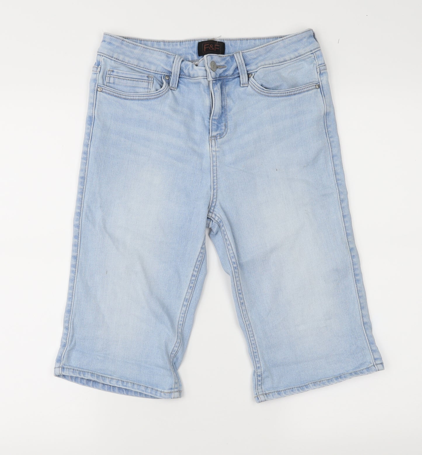 F&F Womens Blue  Denim Mom Shorts Size 8