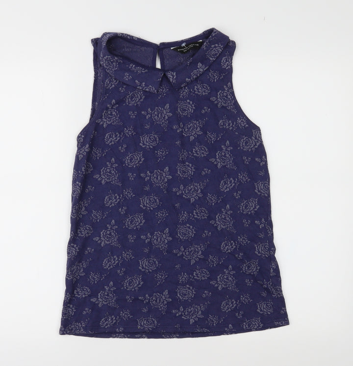 Dorothy Perkins Womens Blue Floral Jersey Basic Blouse Size 10