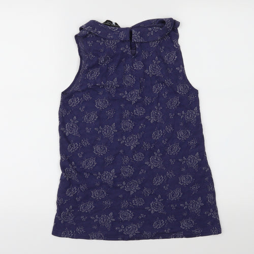 Dorothy Perkins Womens Blue Floral Jersey Basic Blouse Size 10