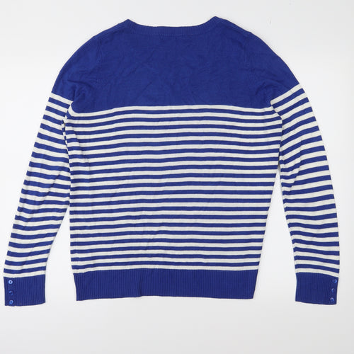 Marks and Spencer Womens Blue Striped Knit Pullover Jumper Size 16