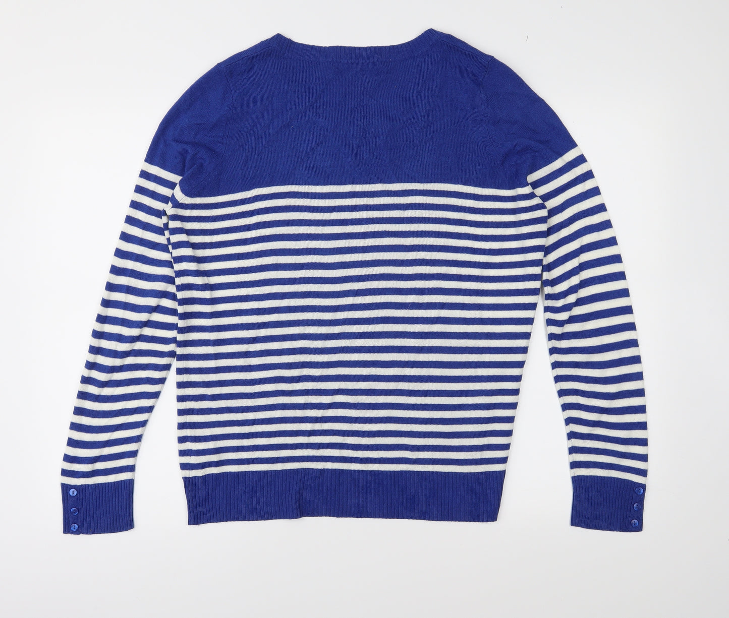 Marks and Spencer Womens Blue Striped Knit Pullover Jumper Size 16