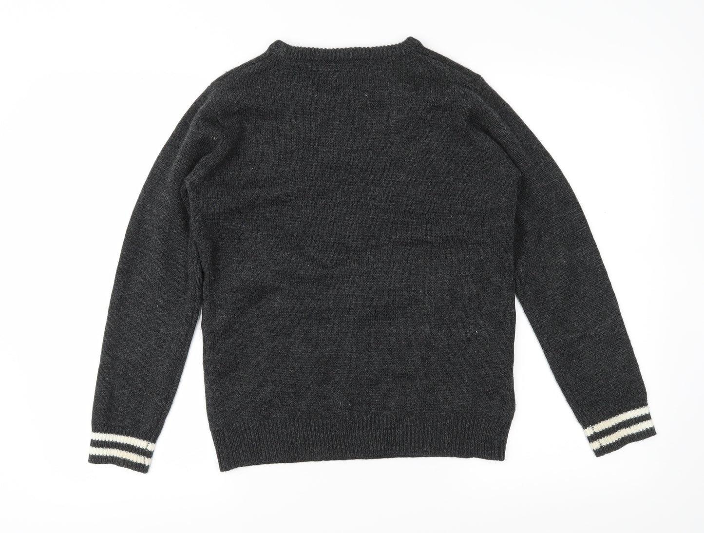 Primark Boys Grey Fair Isle Knit Pullover Jumper Size 11-12 Years  - Christmas
