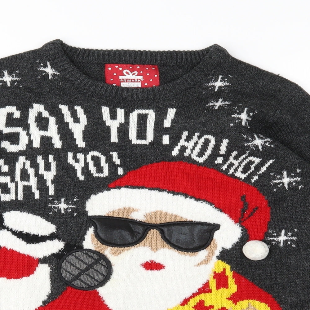 Primark Boys Grey Fair Isle Knit Pullover Jumper Size 11-12 Years  - Christmas