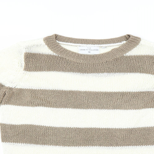 C&A Womens Ivory Striped  Pullover Jumper Size S