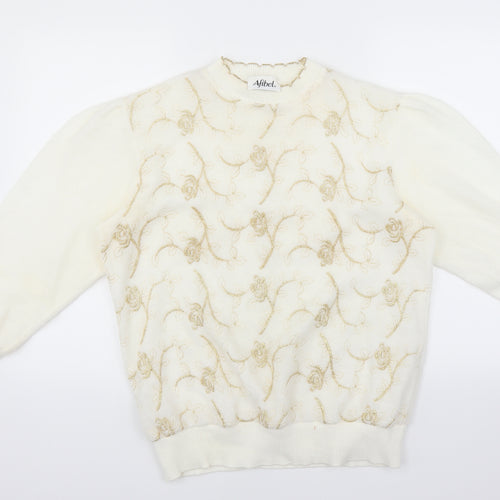 Afibel Womens Ivory Floral  Pullover Jumper Size 16