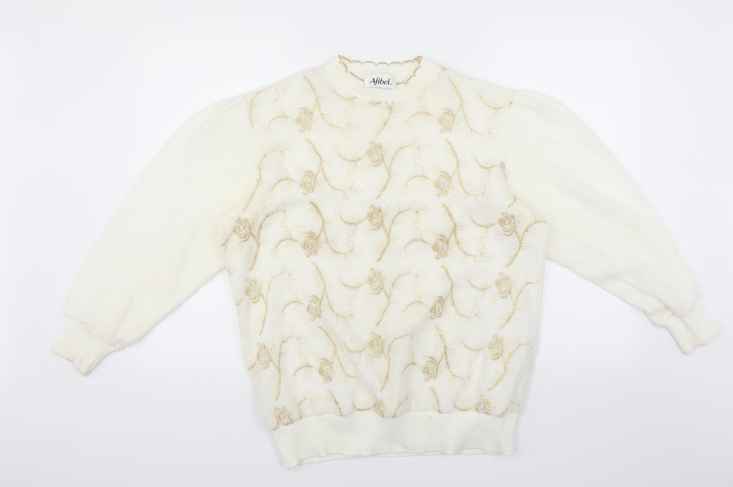 Afibel Womens Ivory Floral  Pullover Jumper Size 16