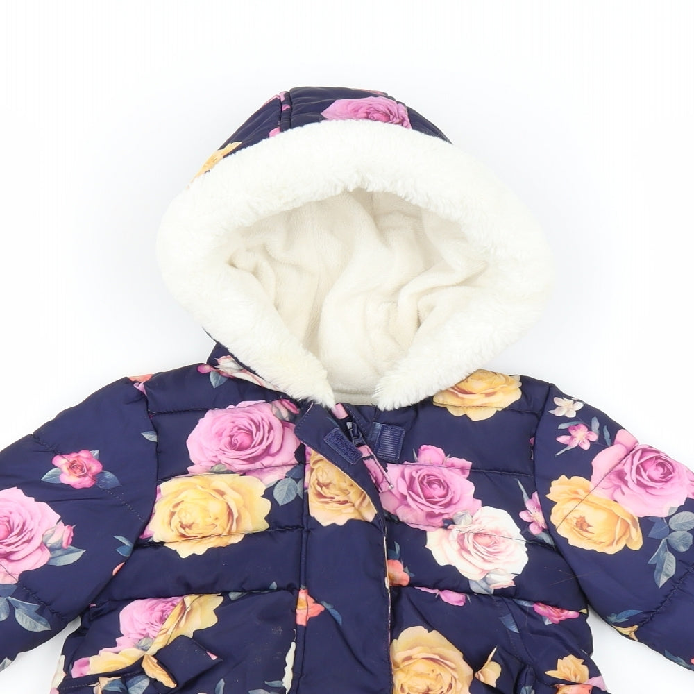 George Girls Blue Floral  Jacket  Size 18-24 Months