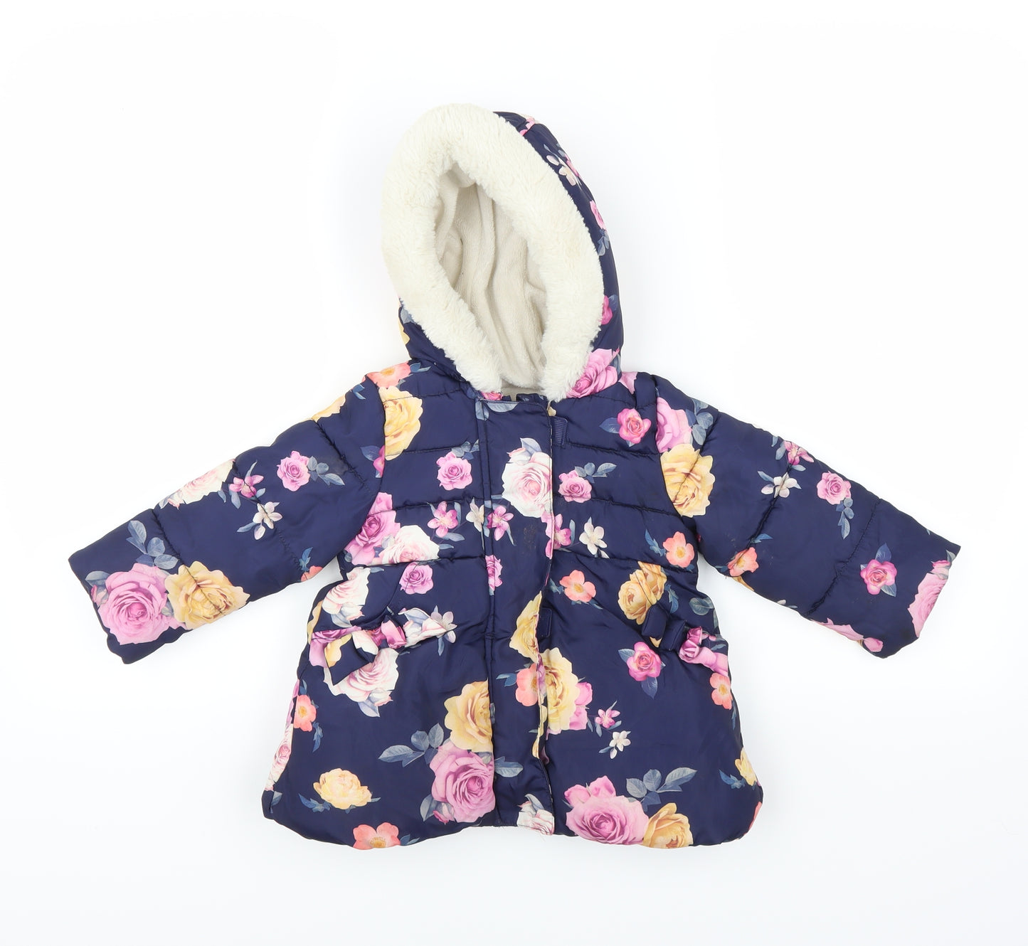 George Girls Blue Floral  Jacket Coat Size 18-24 Months