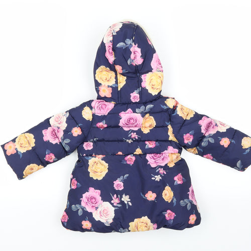 George Girls Blue Floral  Jacket Coat Size 18-24 Months