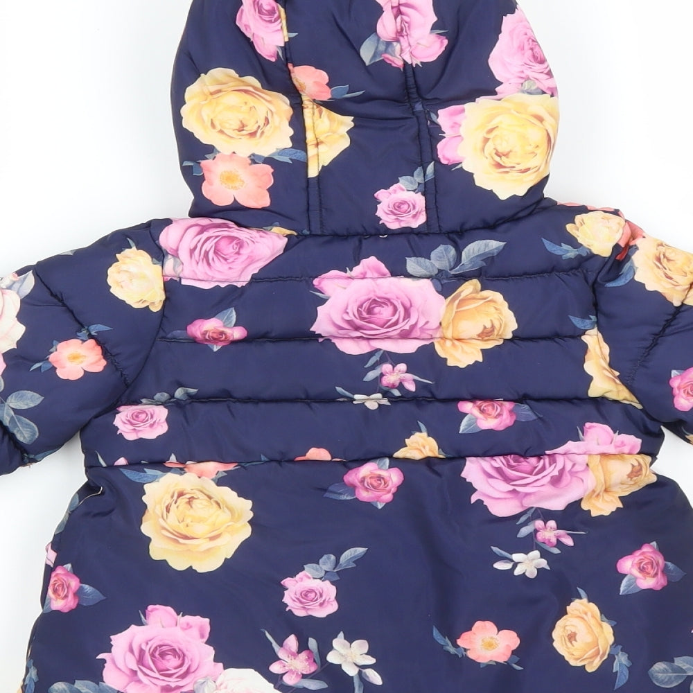 George Girls Blue Floral  Jacket Coat Size 18-24 Months