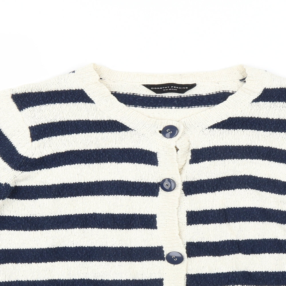 Dorothy Perkins Womens Blue Striped  Cardigan Jumper Size 18