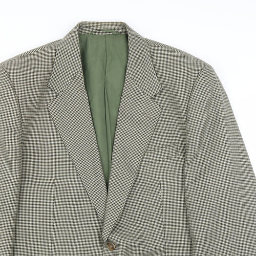 Avenue Mens Green Herringbone  Jacket Suit Jacket Size 42