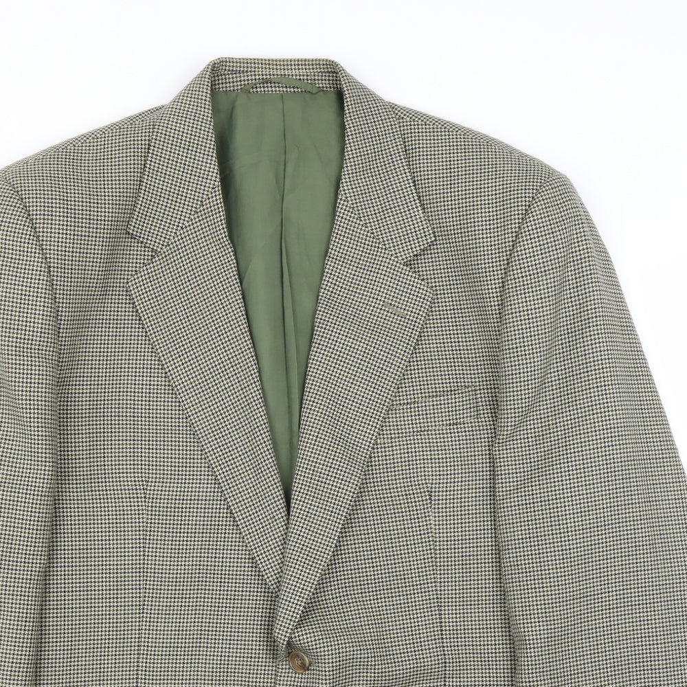 Avenue Mens Green Herringbone  Jacket Suit Jacket Size 42