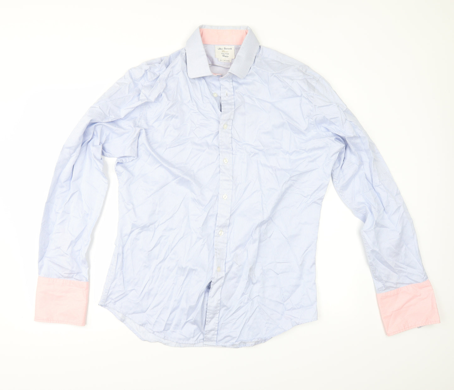 JOHN FRANCOME Mens Blue Striped   Dress Shirt Size 16.5