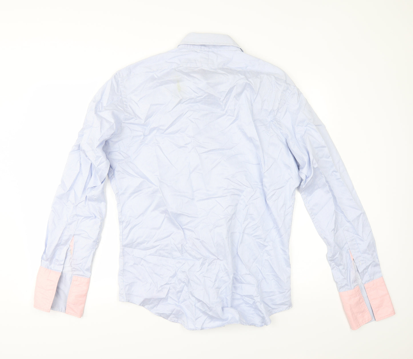 JOHN FRANCOME Mens Blue Striped   Dress Shirt Size 16.5