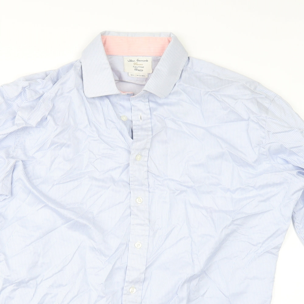 JOHN FRANCOME Mens Blue Striped   Dress Shirt Size 16.5