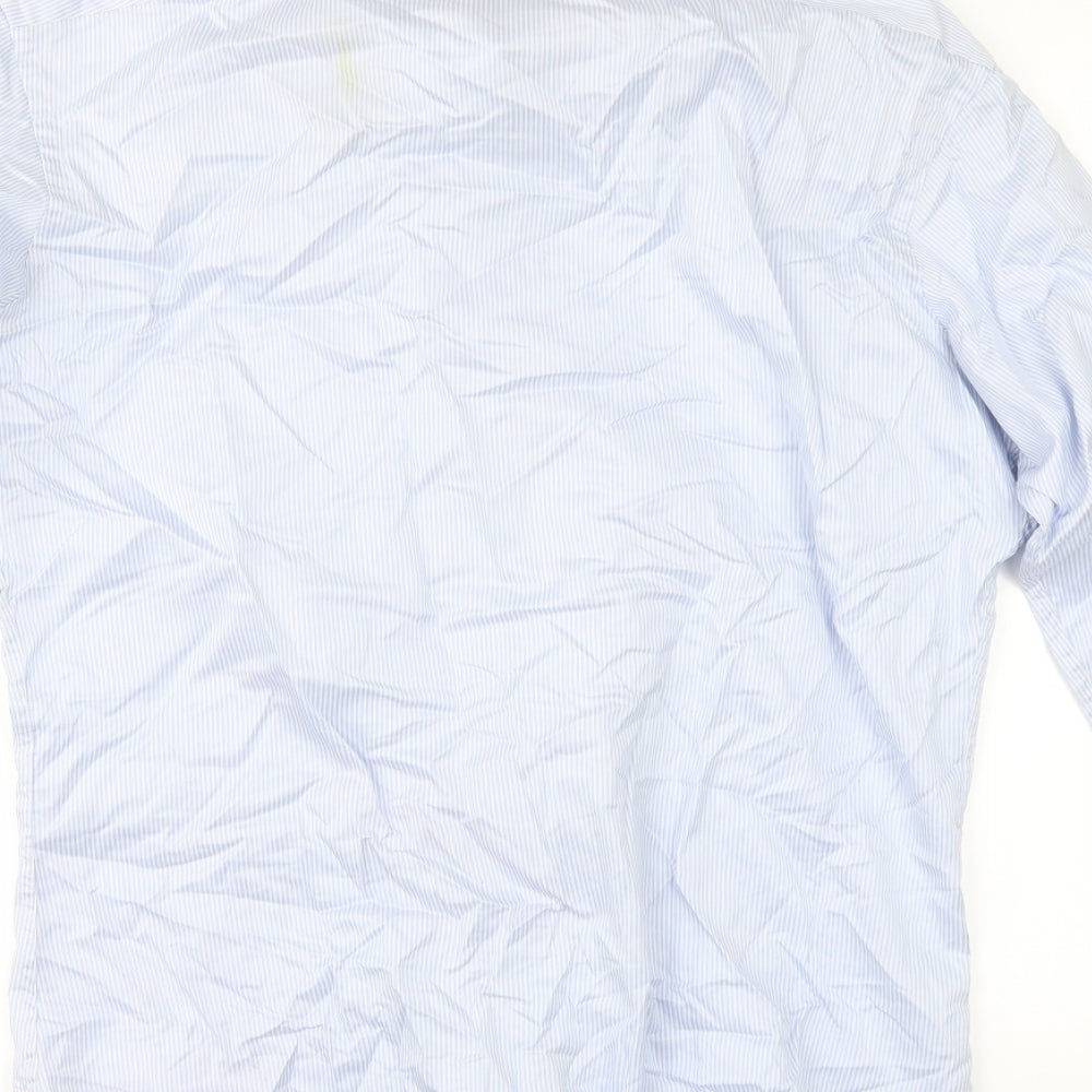 JOHN FRANCOME Mens Blue Striped   Dress Shirt Size 16.5