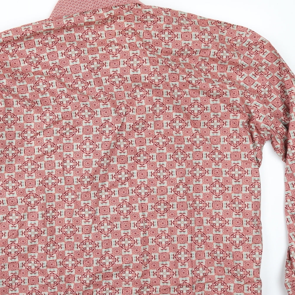 NANA KARLINA Mens Red Geometric   Button-Up Size XL