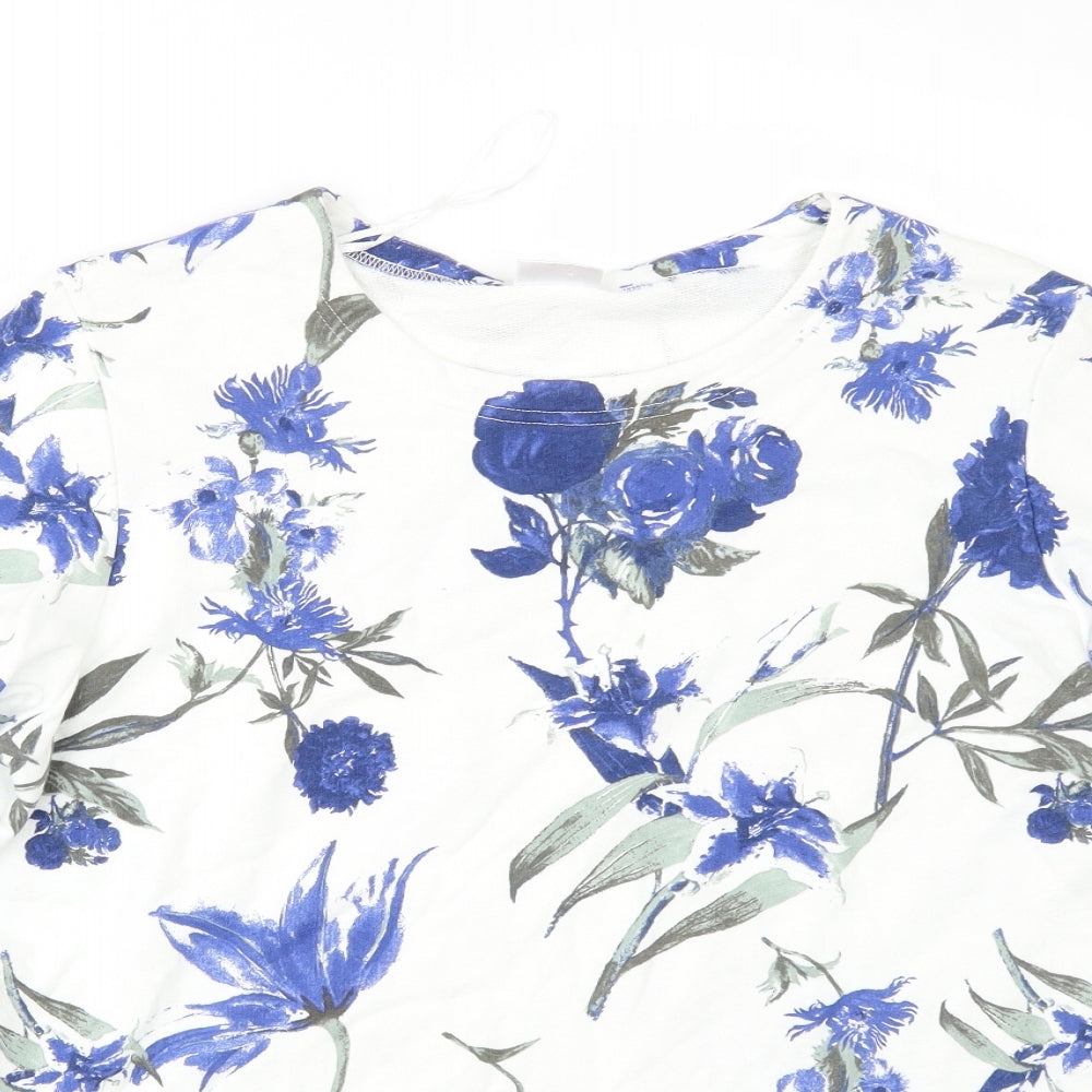 Damart Womens White Floral  Pullover Sweatshirt Size 12