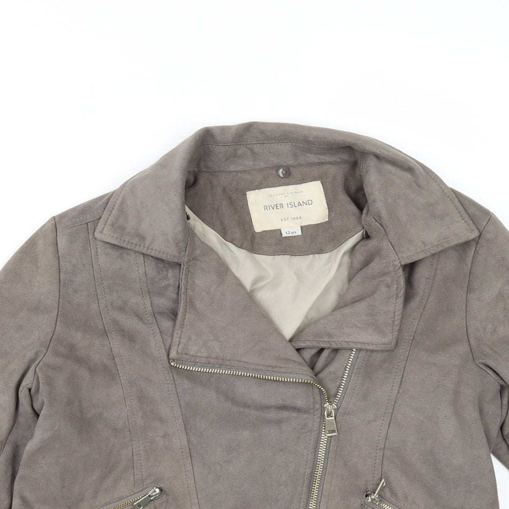 River Island Girls Beige   Jacket  Size 12 Years  - Suede Effect