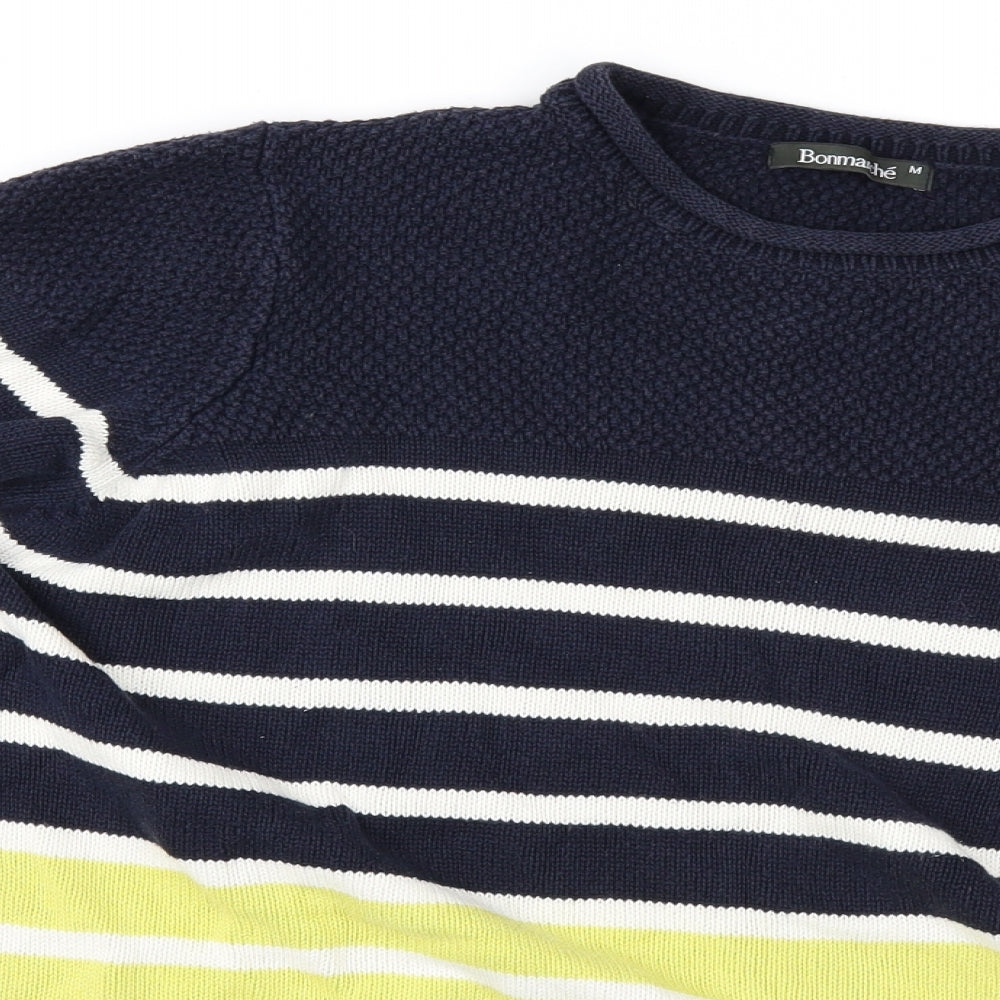 Bonmarché Womens Blue Striped  Pullover Jumper Size M