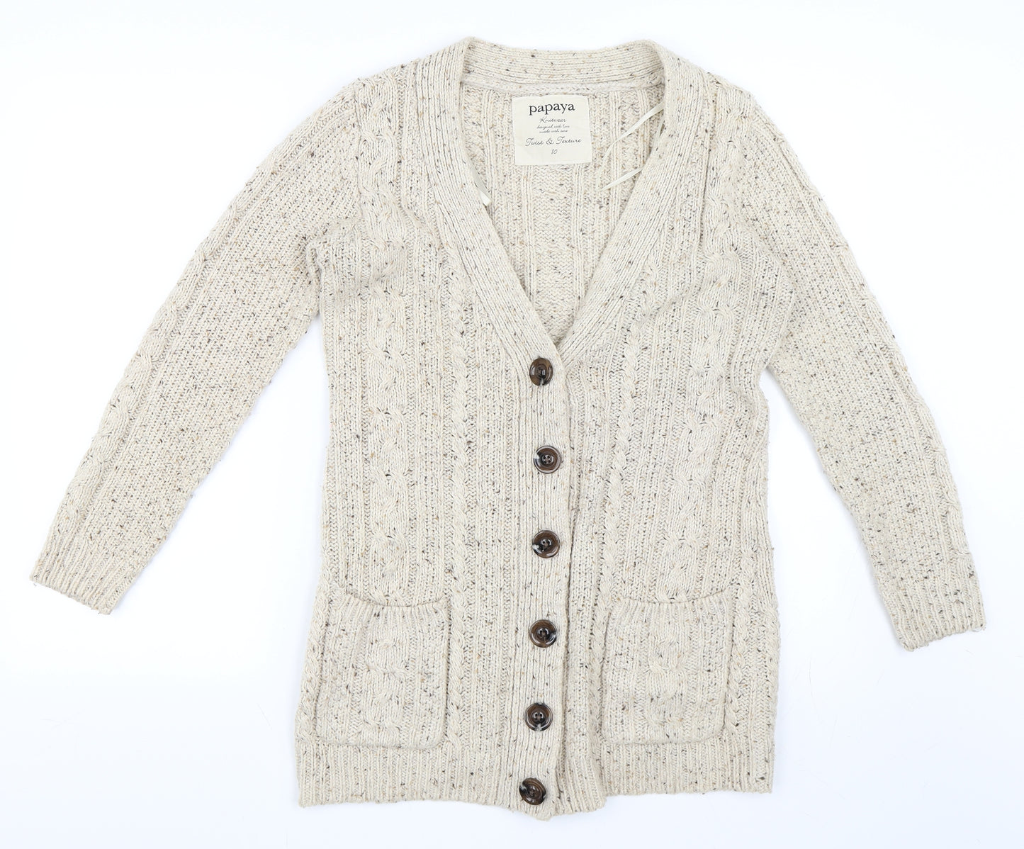 Papaya Womens Beige   Cardigan Jumper Size 10