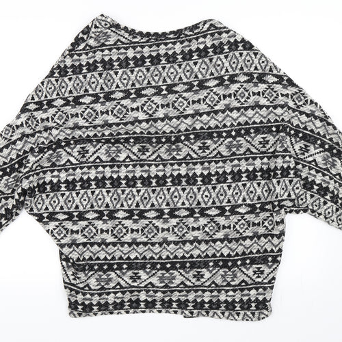 Atmosphere Womens Black Geometric  Cardigan Jumper Size M