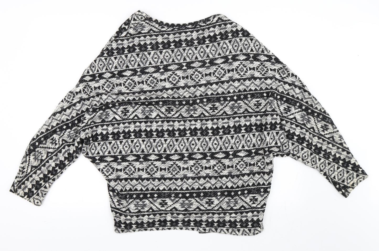 Atmosphere Womens Black Geometric  Cardigan Jumper Size M