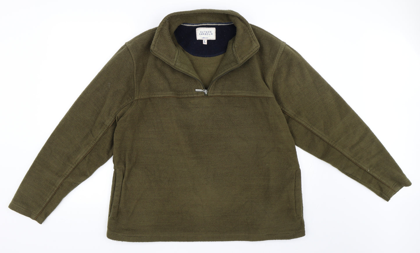 Hutson Harbour Mens Green   Henley Sweatshirt Size L  - Fleece