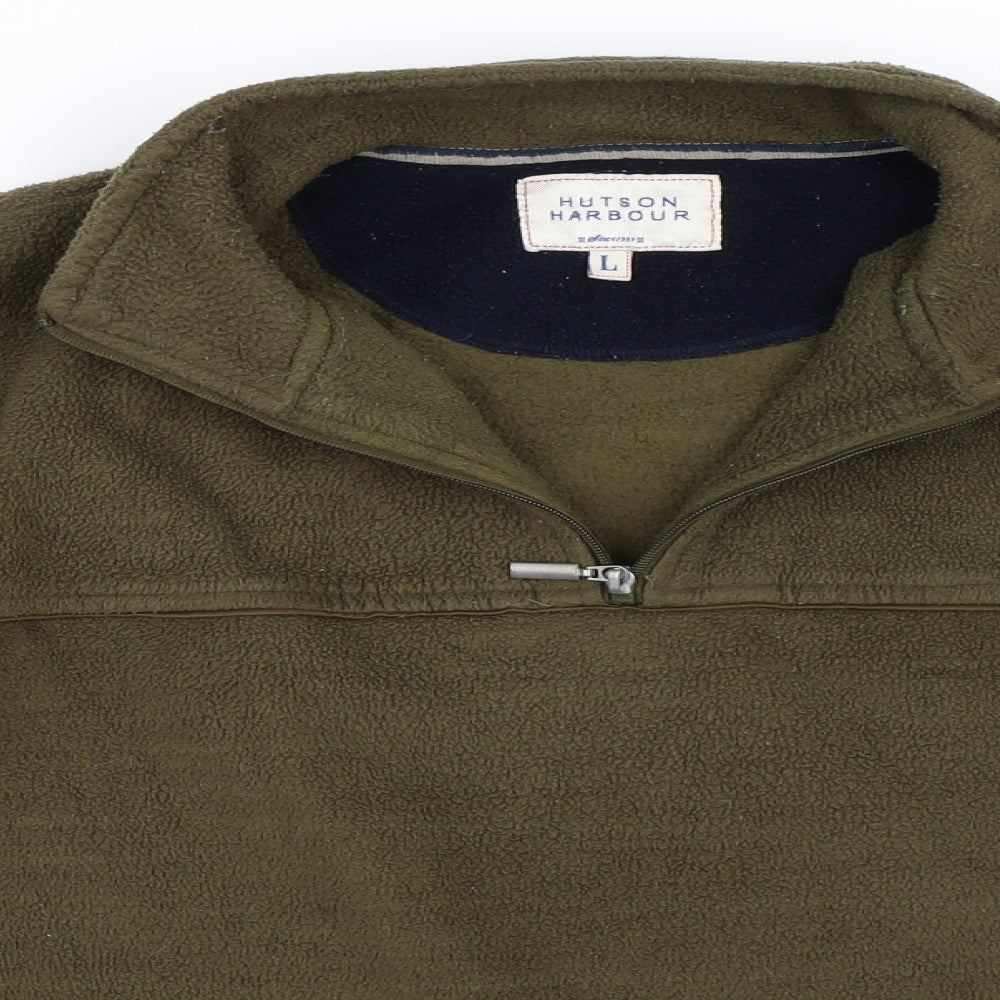 Hutson Harbour Mens Green   Henley Sweatshirt Size L  - Fleece