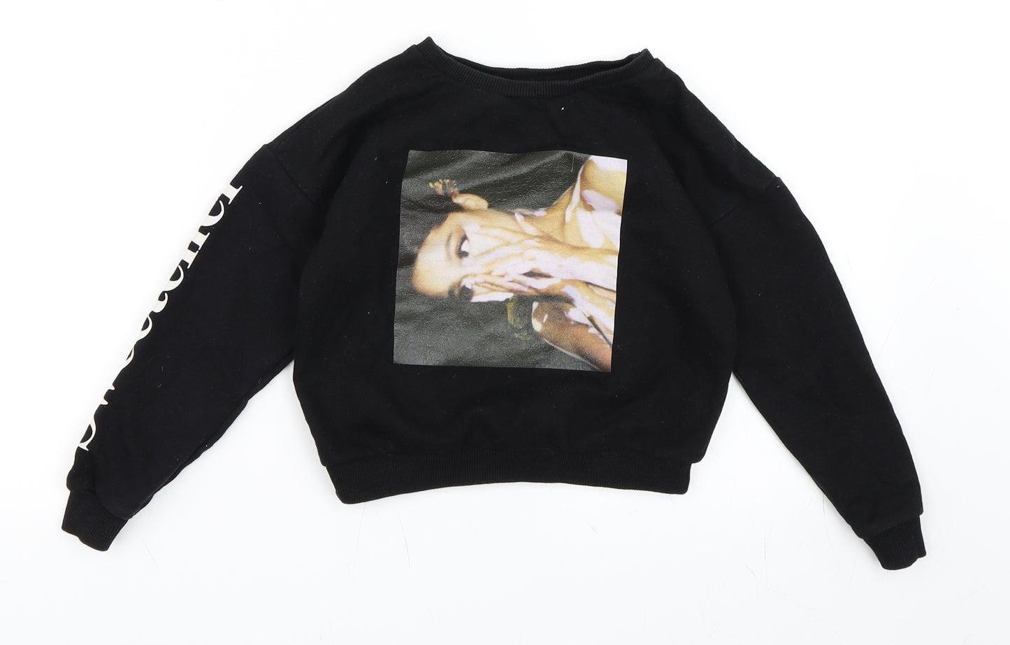 Ariana Grande Girls Black   Pullover Sweatshirt Size 7-8 Years