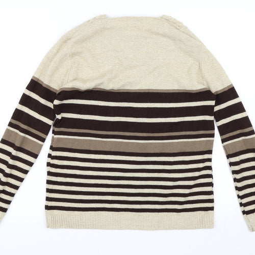 Lizzi Clarke Womens Beige Striped  Pullover Jumper Size M