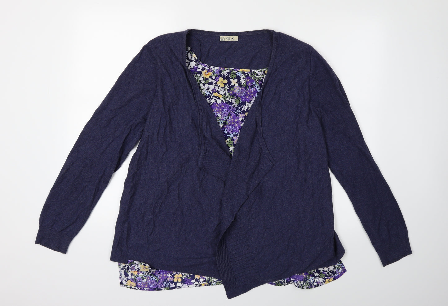 M&Co Womens Blue  Knit Cardigan Jumper Size 18