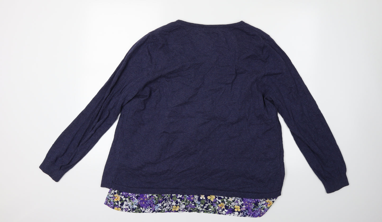 M&Co Womens Blue  Knit Cardigan Jumper Size 18