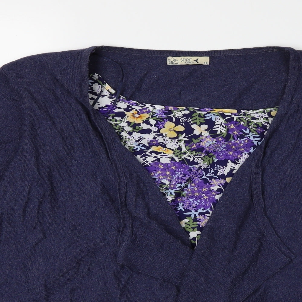 M&Co Womens Blue  Knit Cardigan Jumper Size 18