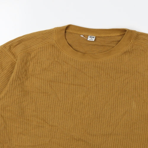 Uniqlo Mens Yellow  Knit Pullover Jumper Size XS