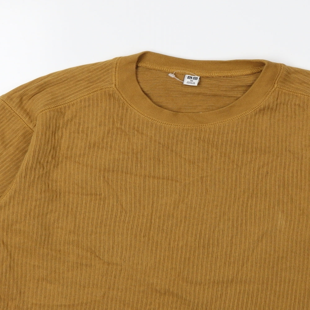 Uniqlo Mens Yellow  Knit Pullover Jumper Size XS