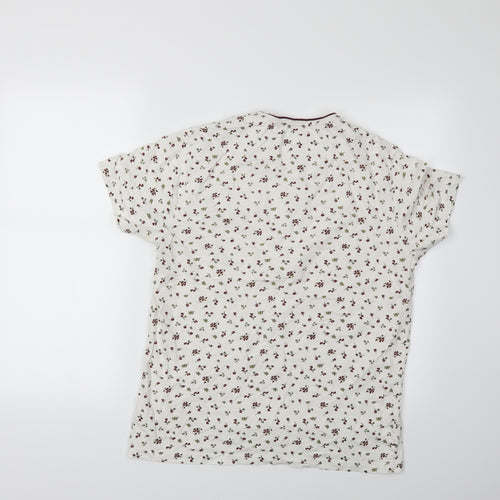 Easy Mens White Floral   T-Shirt Size M