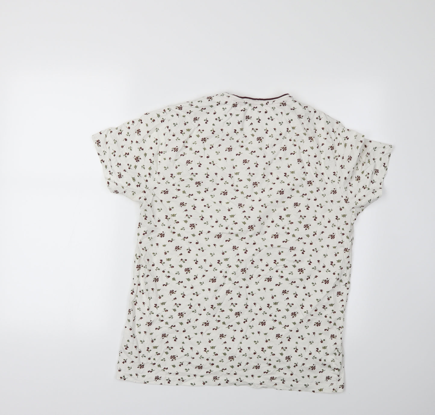 Easy Mens White Floral   T-Shirt Size M