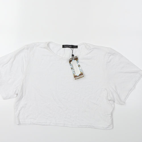 Boohoo Womens White   Basic T-Shirt Size 14