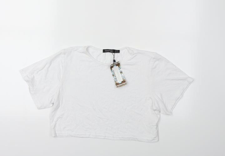 Boohoo Womens White   Basic T-Shirt Size 14