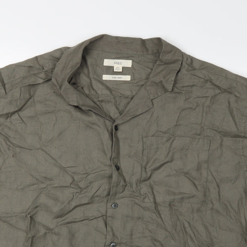 Marks and Spencer Mens Green    Button-Up Size 3XL
