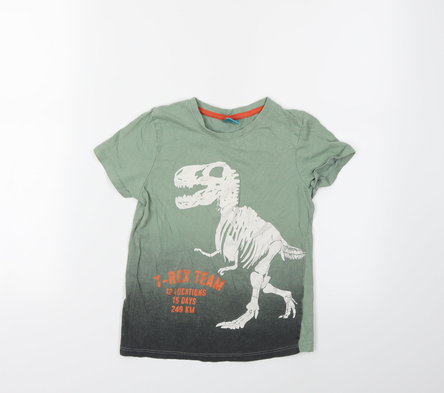 LITTLE KIDS Boys Green   Basic T-Shirt Size 6-7 Years  - Dinosaur