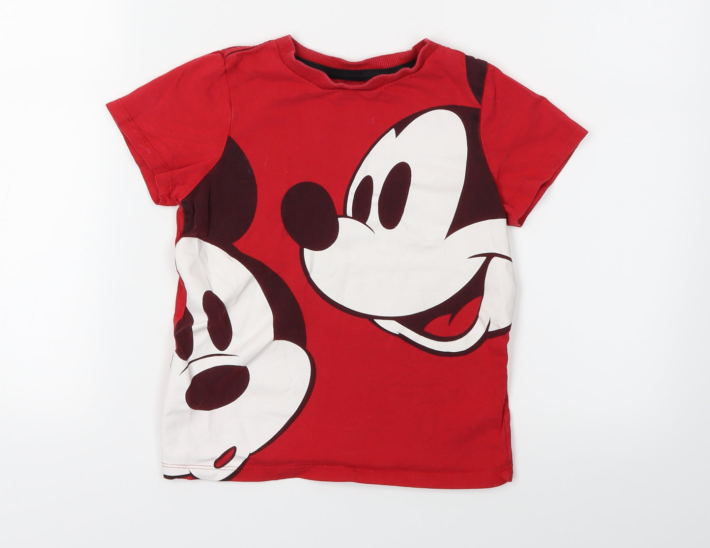 Disney Boys Red   Basic T-Shirt Size 5-6 Years  - MICKEY MOUSE
